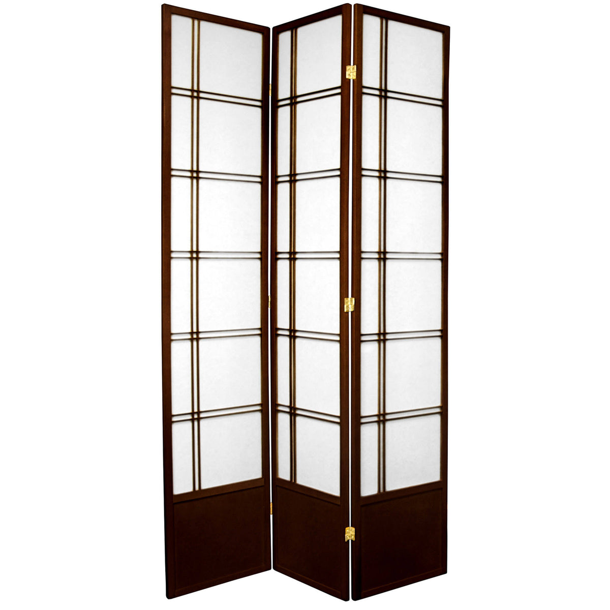 Walnut Three Panel Shoji Screen H207631