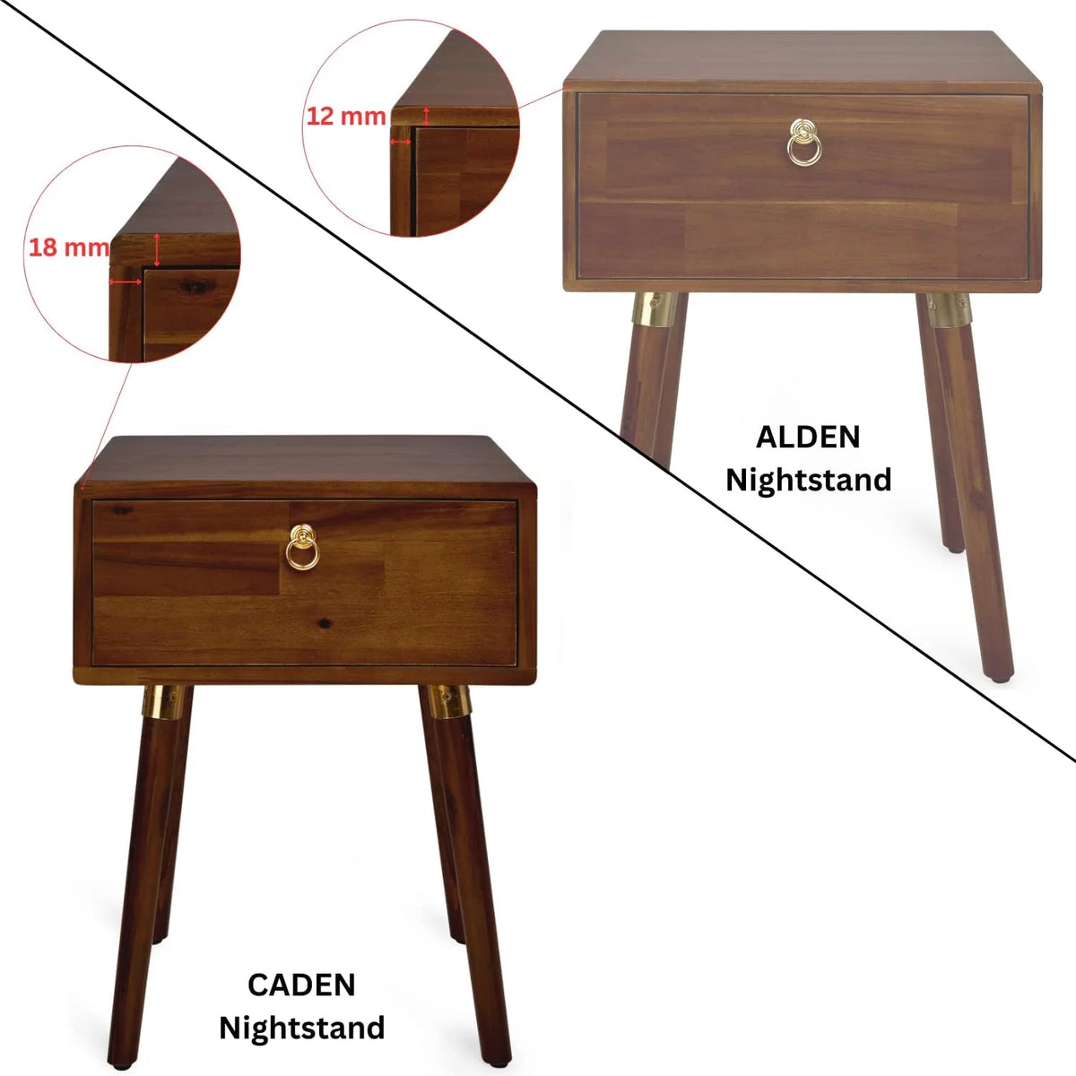 Mocha Solid Wood Nightstand P9593