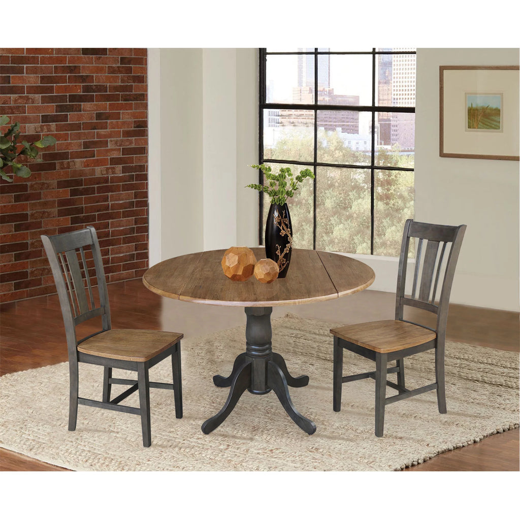 42" Wood Drop Leaf Table with 2 Side Chairs 3 Piece Set O766