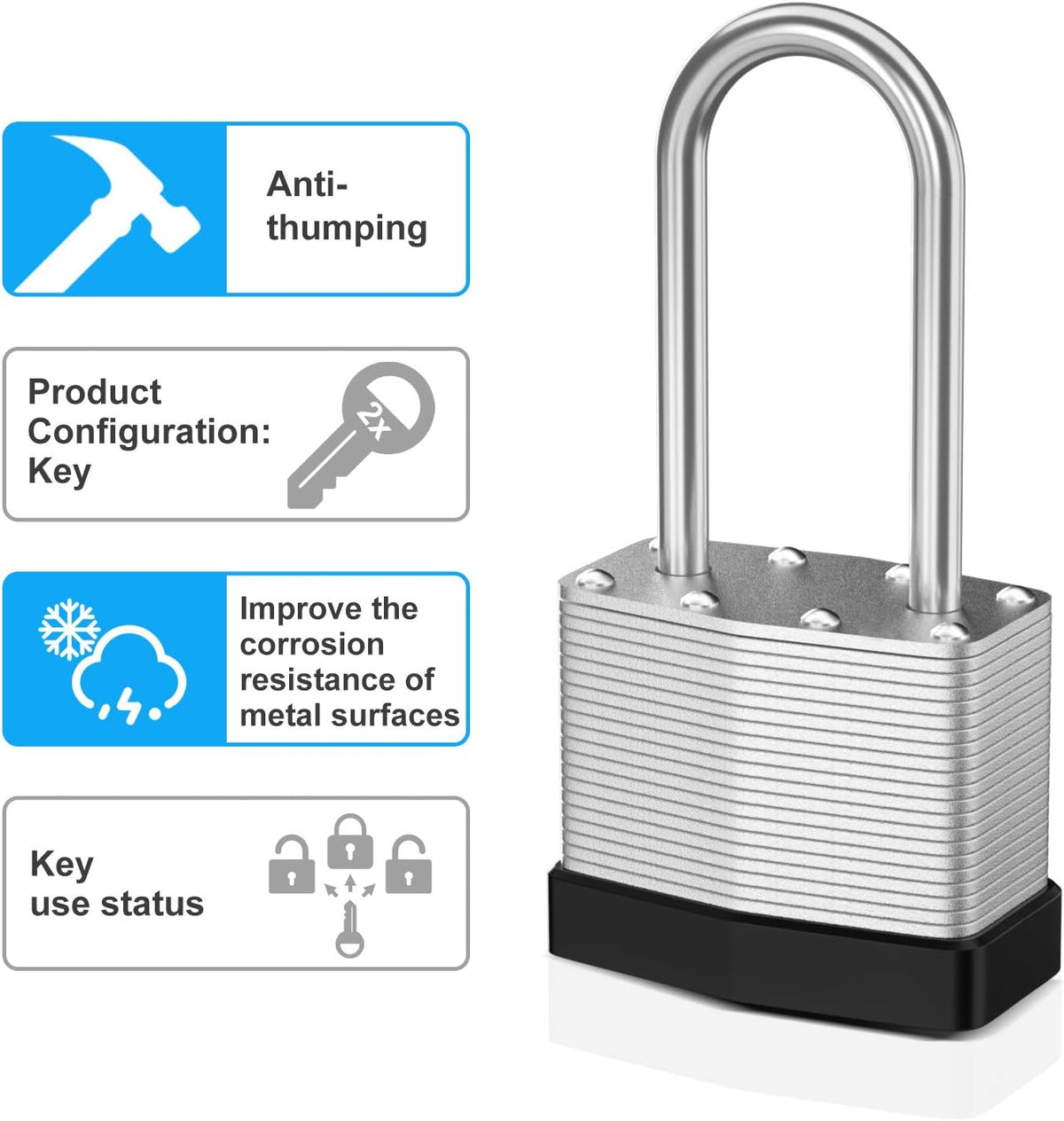 24 Padlocks Keyed Alike, 48 Keys, Pick Resistant Brass Pin Cylinder Padlock T49069