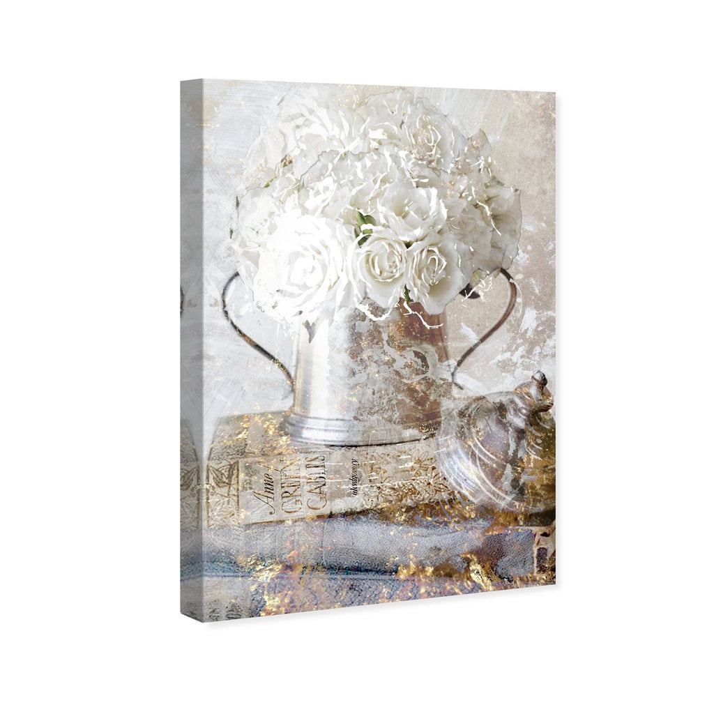 White Romantic Roses Floral Canvas T90060