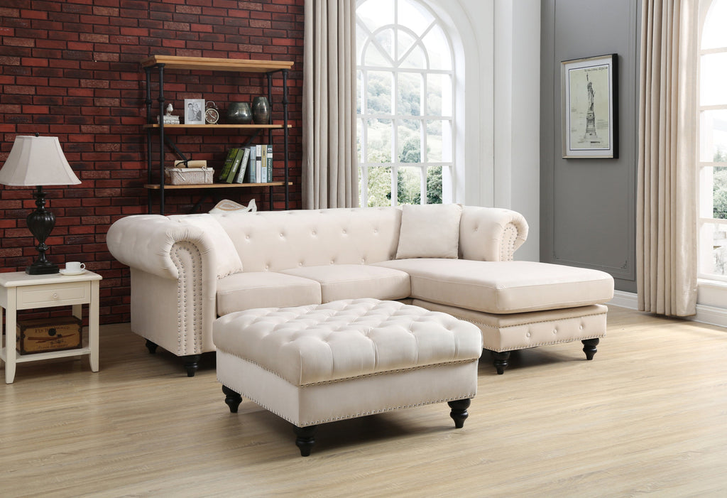 Ivory Sofa Chaise Y15155