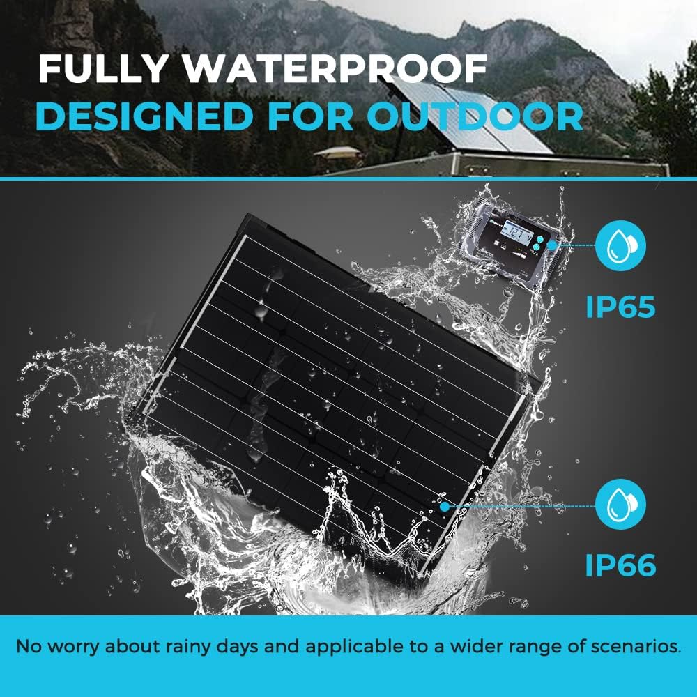 100 Watt 12 Volt Monocrystalline Foldable 2Pcs 50W Solar Panel Suitcase with Waterproof 20A Charger Controller H8695