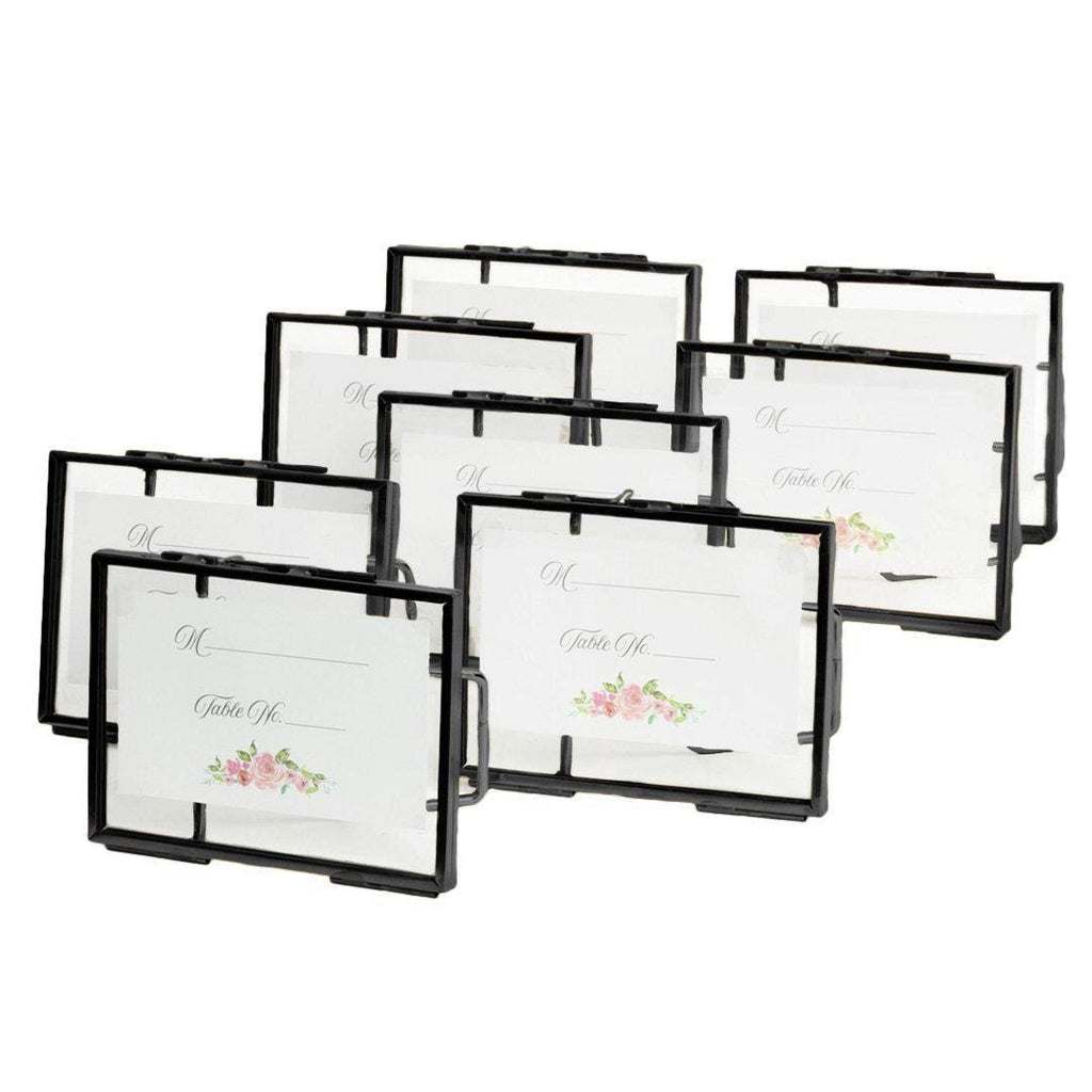 Black Pressed Glass 5 x 7 Photo Frame 8-Pack with Stands A9211