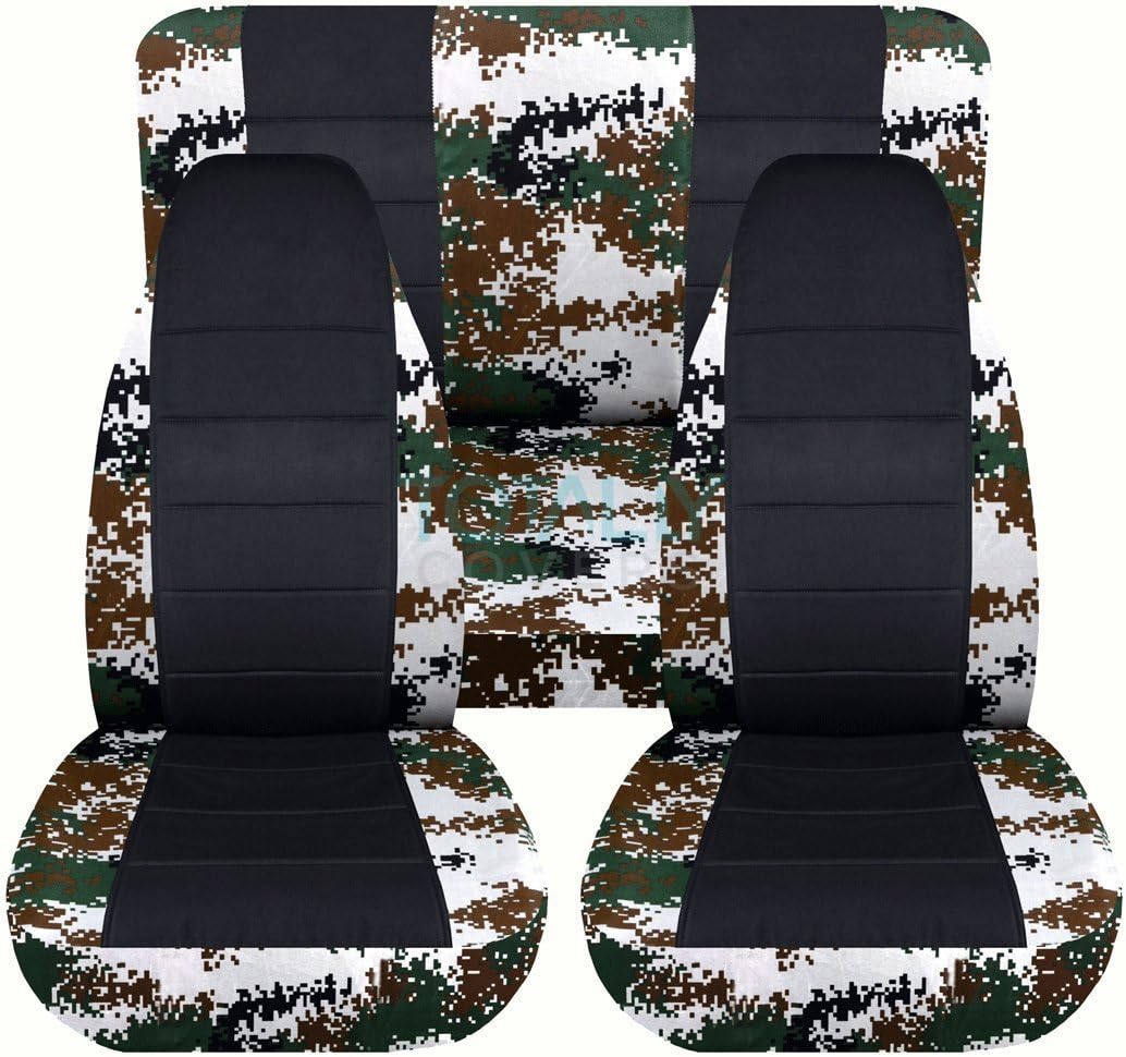 Camo & Black Seat Covers Full Set Front Rear 2-Door Z33889