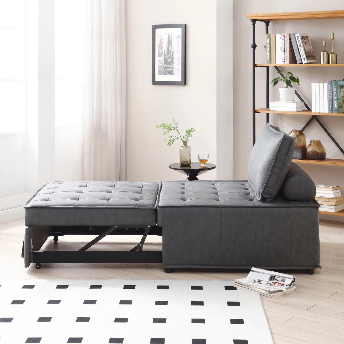 Faux Leather Ottoman Sofa Bed T2282