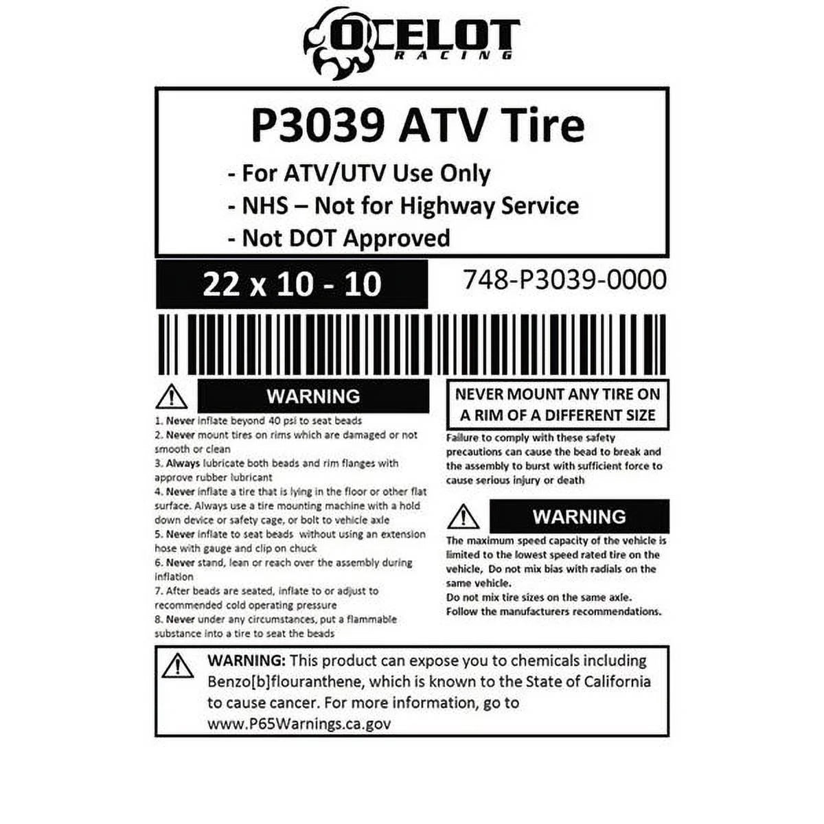 22 x 10 - 10 ATV Tire A990