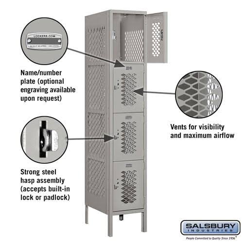 12-in Wide Four Tier Vented Metal Locker C65657