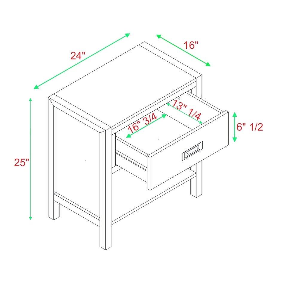 Walnut 1-Drawer Nightstand T1369