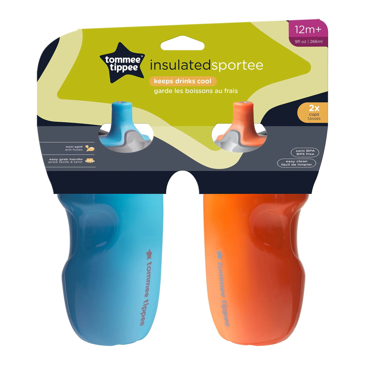 Insulated Toddler Water Bottle with Handle 9oz 2ct B367