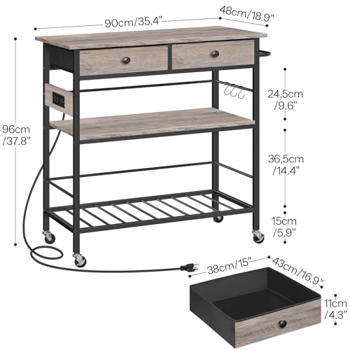 Rustic Brown Kitchen Island with Storage Z837