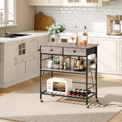 Rustic Brown Kitchen Island with Storage Z837