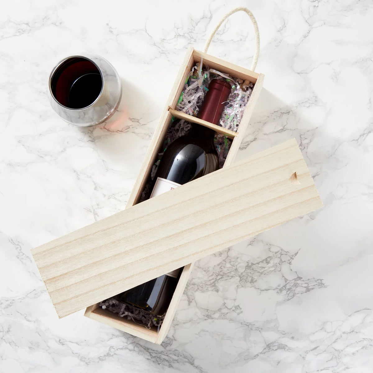 2 Pack Unfinished Wooden Wine Boxes with Handles S26724
