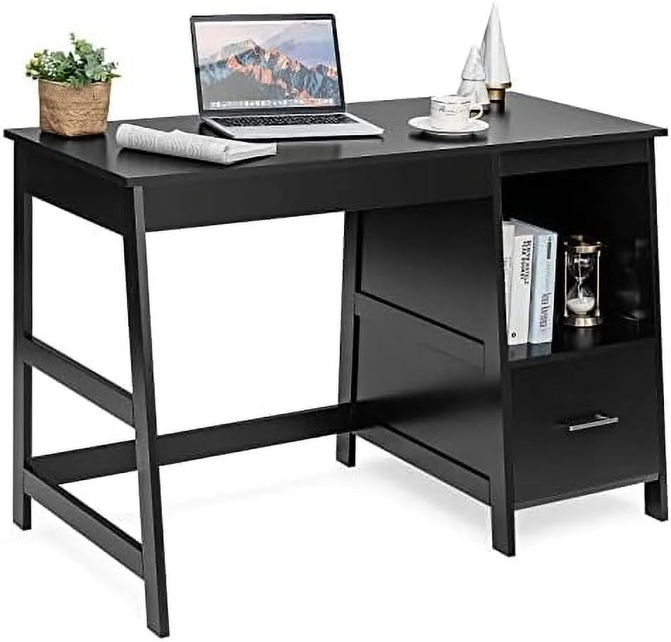 Black Computer Desk with 2 Drawers S664