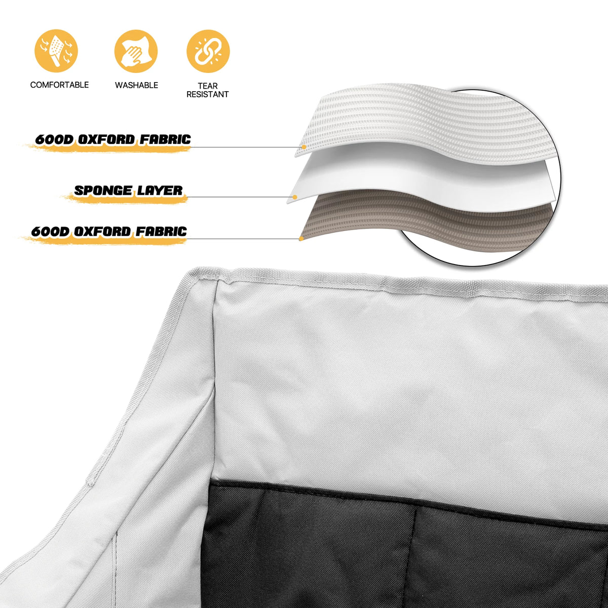Portable 2 Person Folding Camping Sofa Chair with Carry Bag, Black P26561