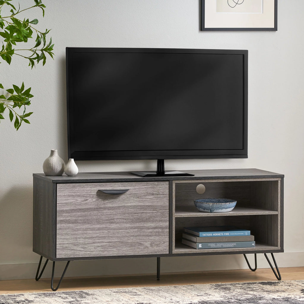Grey Oak Two Toned Faux Wood TV Stand C352