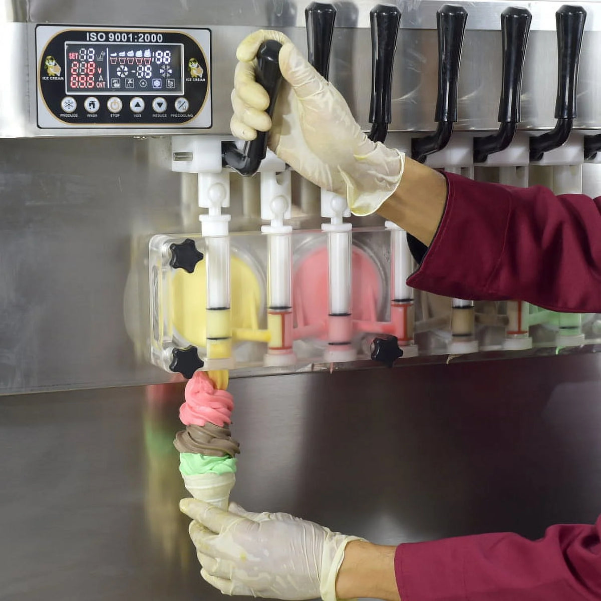 Soft Serve Ice Cream Machine with Transparent Dispenser R3373