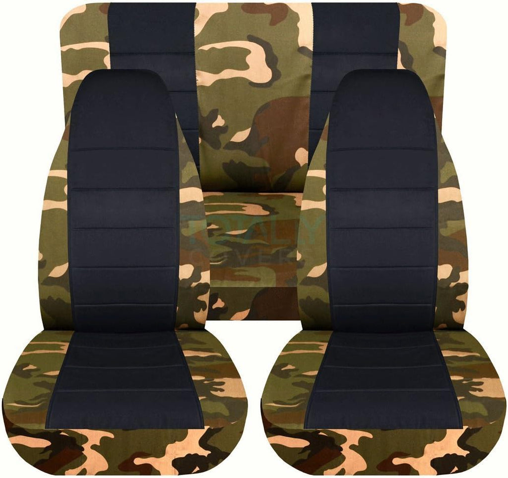 Camo & Black Seat Covers Full Set Front Rear 2-Door Z33889