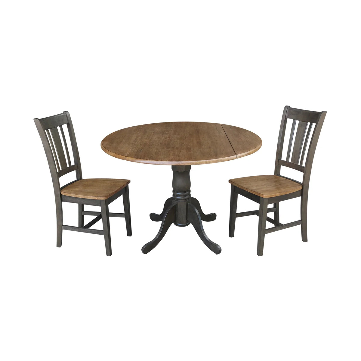 42" Wood Drop Leaf Table with 2 Side Chairs 3 Piece Set O766