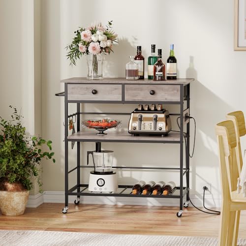 Rustic Brown Kitchen Island with Storage Z837