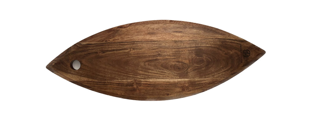 Fish Shaped Organic Brown Acacia Wood Cutting Board O556778