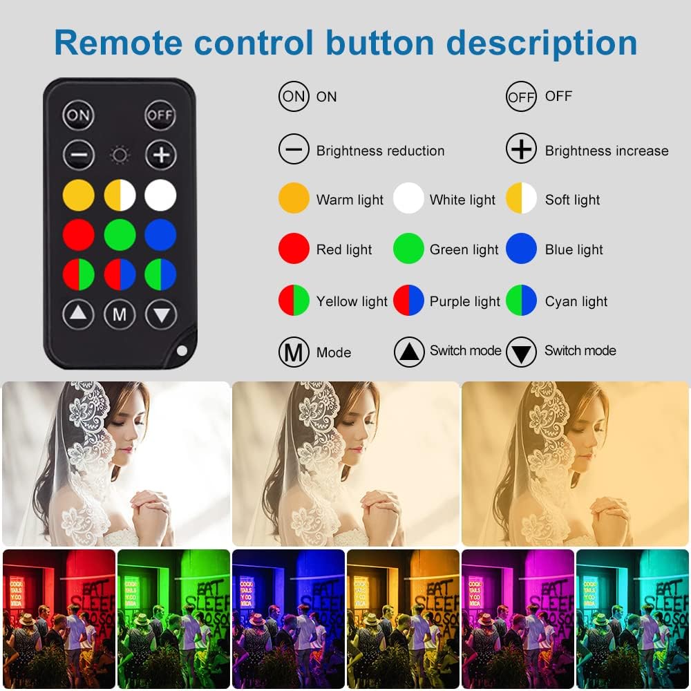 LED Light Wand, RGB Video Light, 9 Colors, Rechargable Battery, 3200K-5600K, Pack of 2 J211053