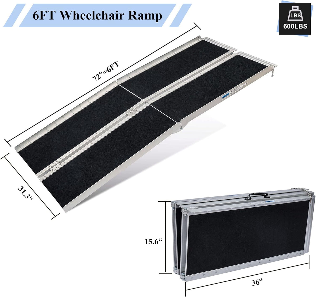 6FT Aluminum Wheelchair Ramp E505
