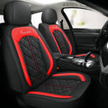 Black Red Synthetic Leather 5-Seater Full Set Car Seat Covers K643655