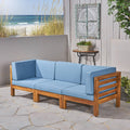 Outdoor Sectional Sofa Set 3-Seater Acacia Wood Blue U944