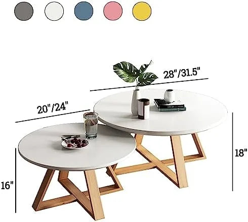 Solid Wood Round Coffee Table 31.5'' White D674387