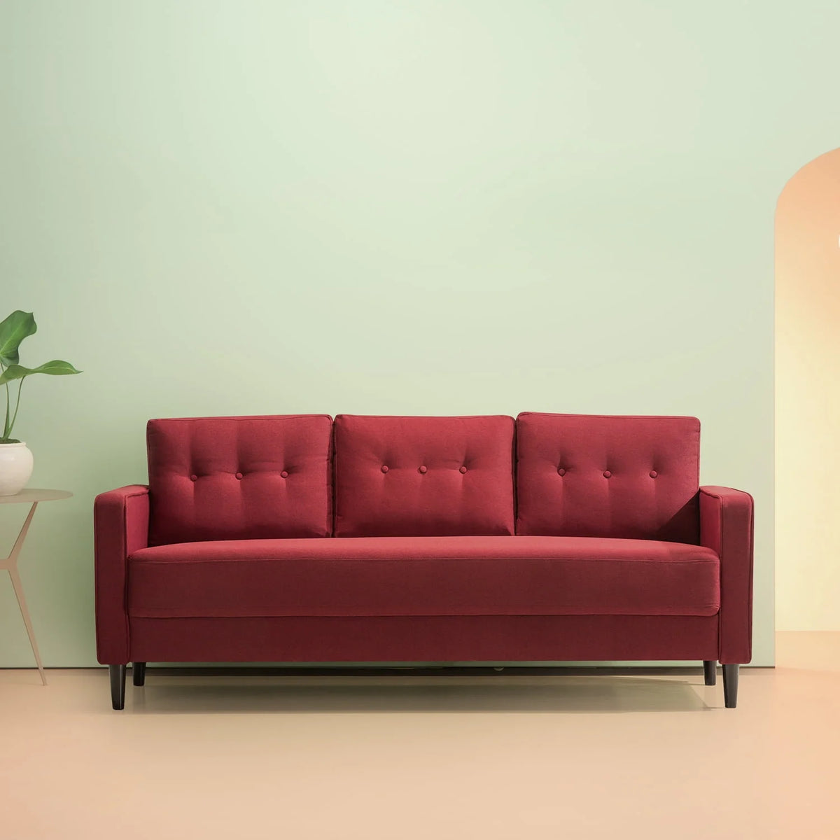 Ruby Red Fabric Sofa Couch P57909