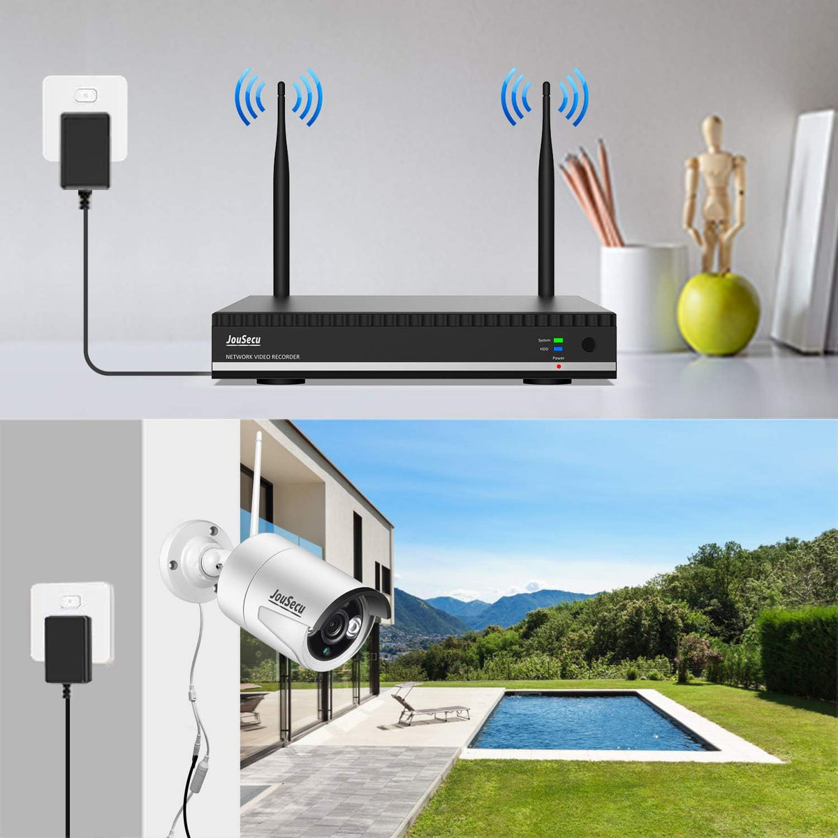 Wireless Security Camera System with 8CH NVR 4Pcs 1080P Night Vision Motion Detection Waterproof Z41223