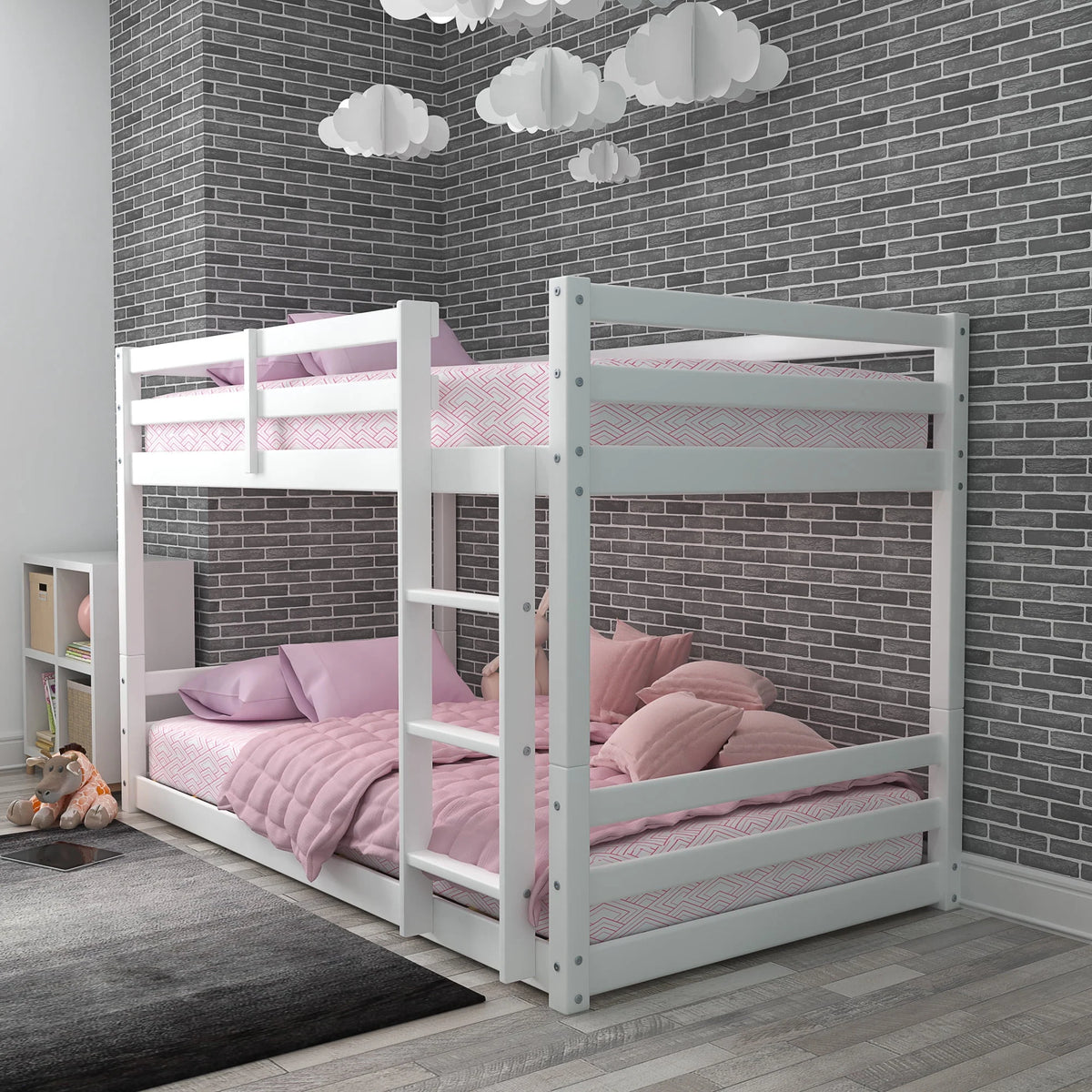 Black Wood Twin Over Twin Convertible Bunk Bed E963
