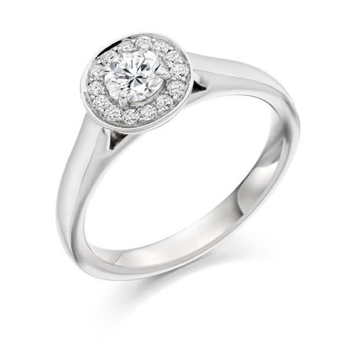 Round Diamond 1.50 CT Halo Ring, 14K White Gold - Size 6.5 H435