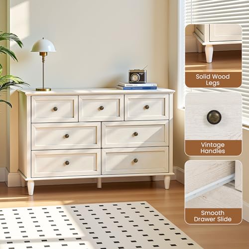 6 Drawer Wood Dresser with Gold Handles S1343