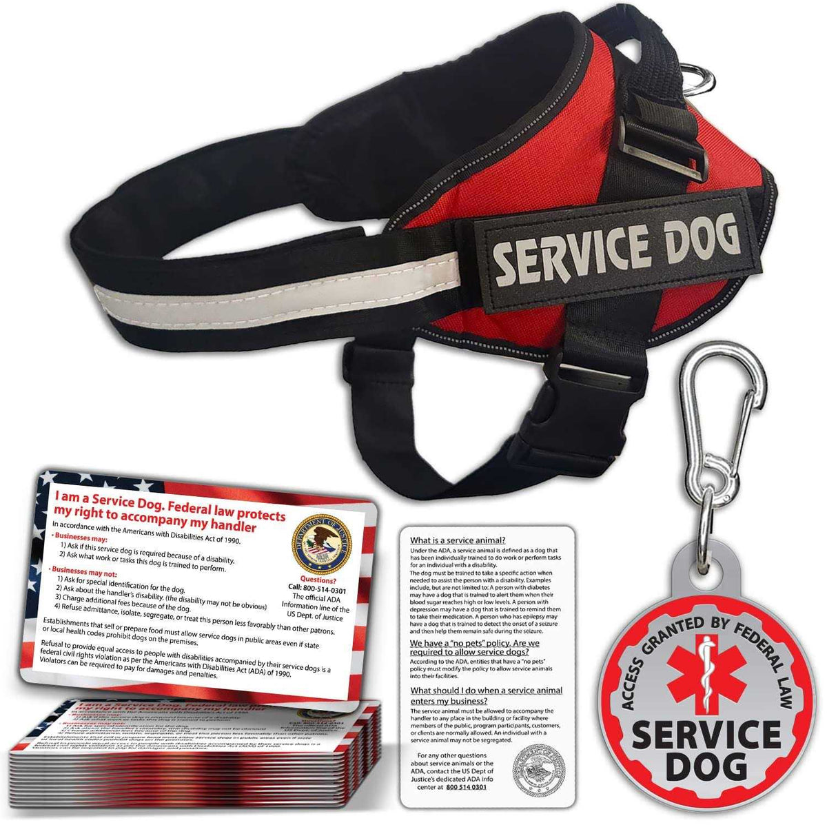 Service Dog Vest with ID Tag and 50 ADA Information Cards J30769
