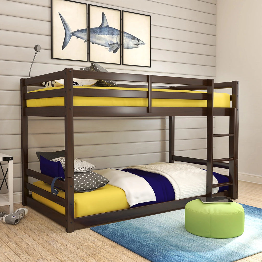 Black Wood Twin Over Twin Convertible Bunk Bed E963