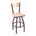 Swivel Counter Stool with Pewter Finish and Maple Seat L4088