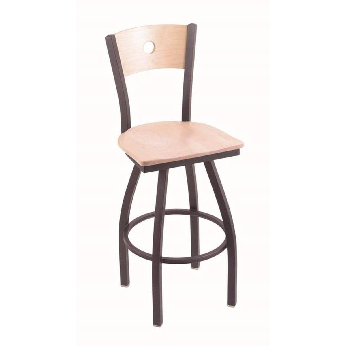 Swivel Counter Stool with Pewter Finish and Maple Seat L4088