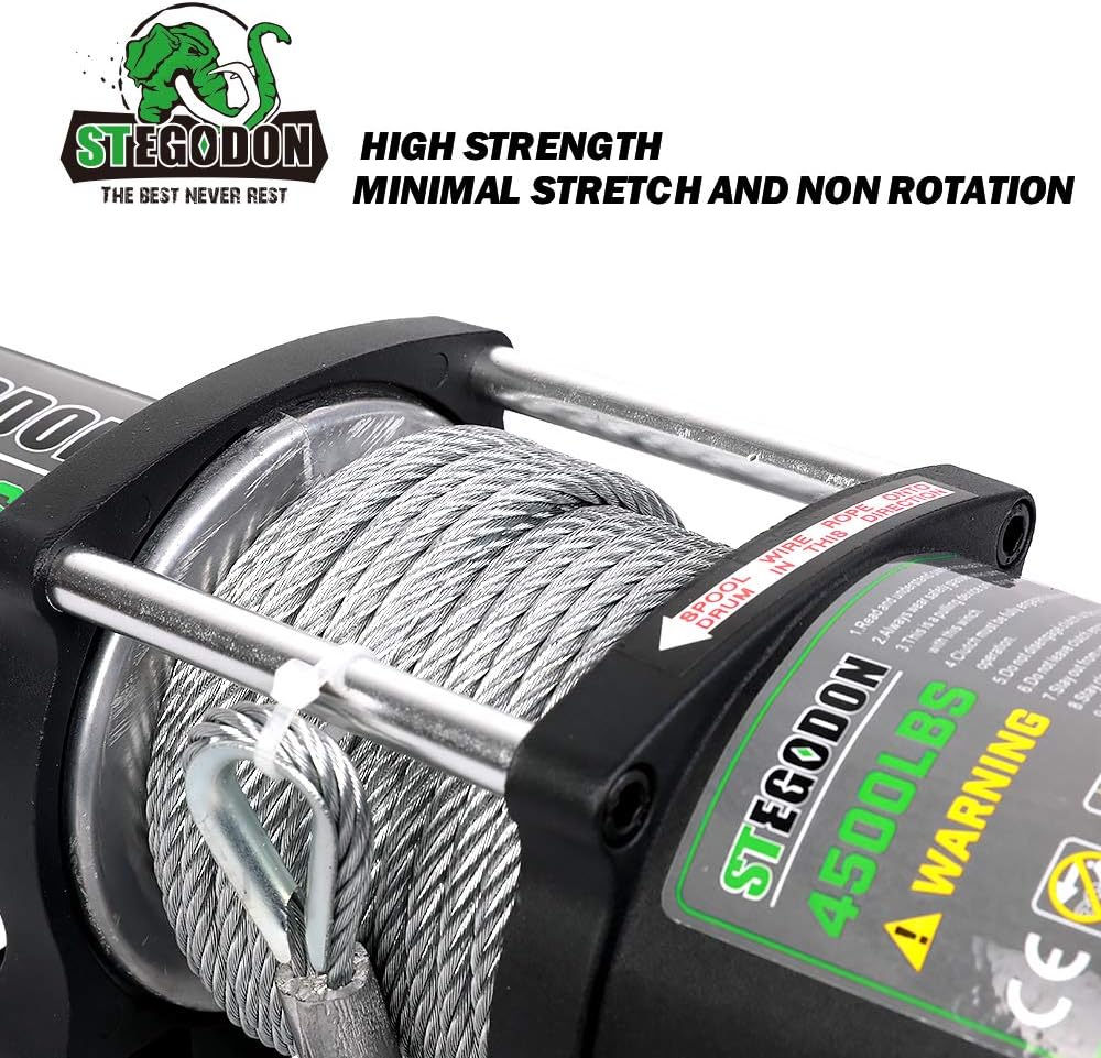 4500 lb. 12V Steel Cable Electric Winch with Wireless Remote A8260