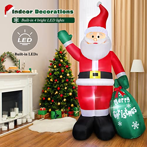 8 FT Christmas Inflatable Santa Claus with Gift Bag and LED Lights R4379
