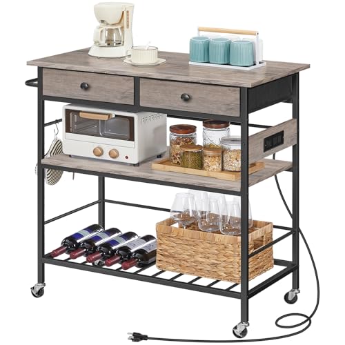 Rustic Brown Kitchen Island with Storage Z837