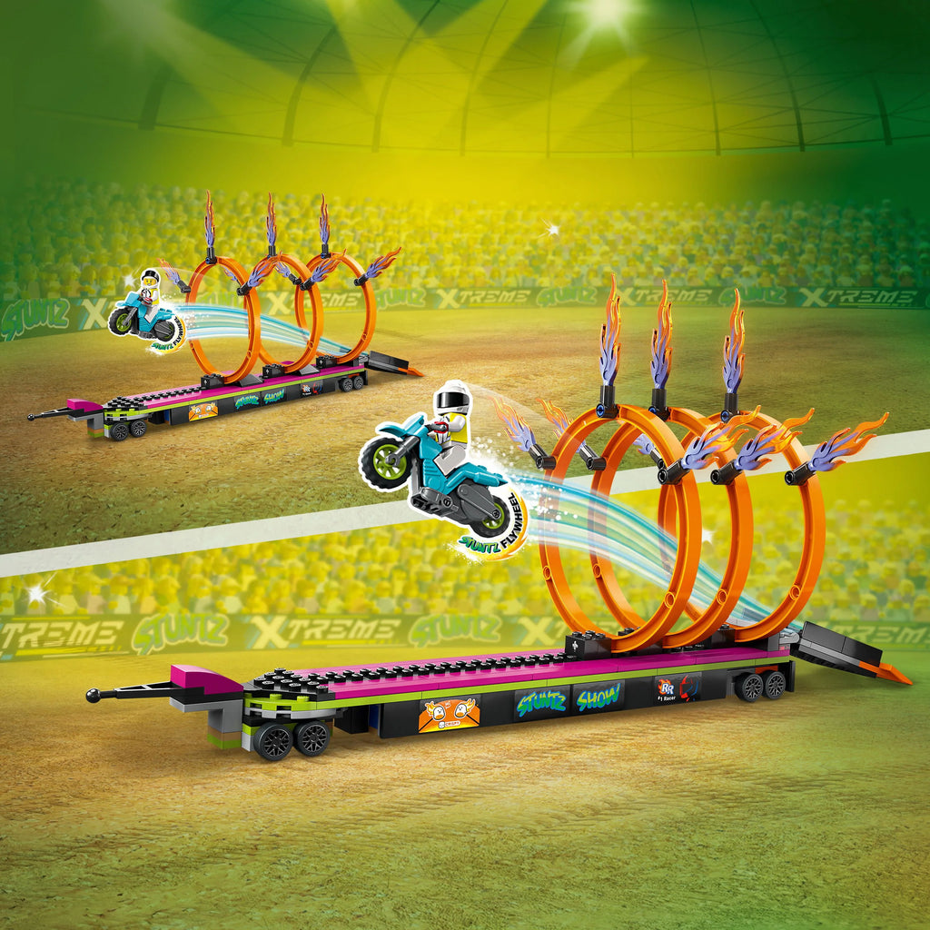 Stunt Truck & Ring of Fire Challenge with Motorcycle Toy and Minifigures O603295