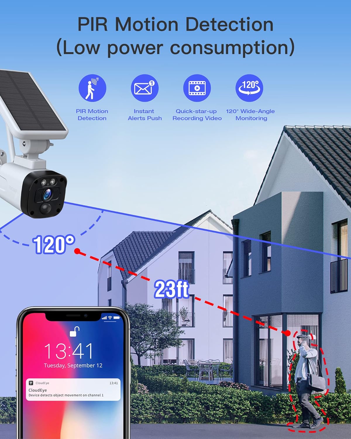 2K Solar Wireless Security Camera System with 3 WiFi Cameras and Base Station Y61979