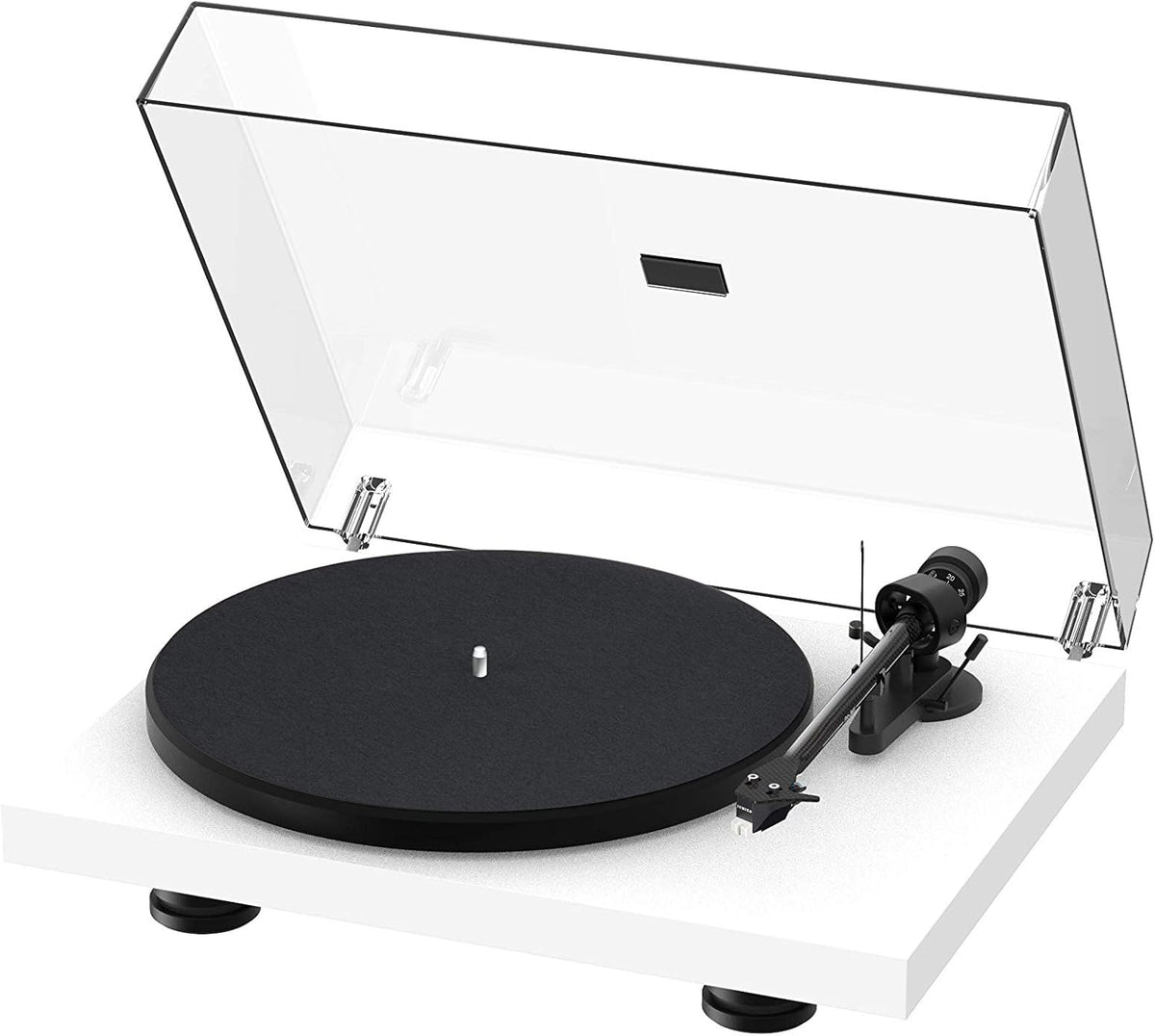 High Gloss White Turntable with Carbon Fiber Tonearm T335