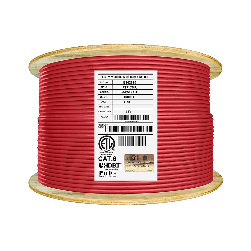 1000ft F/UTP 23AWG Solid Bare Copper Bulk Ethernet Cable Reel L4359