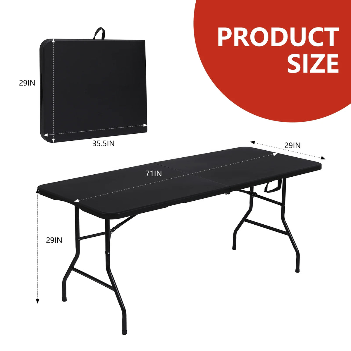 6ft Heavy Duty Plastic Folding Table W506