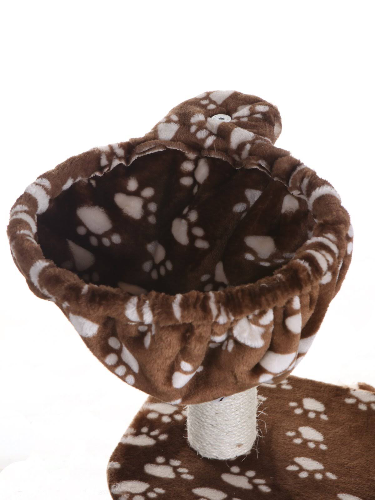 Saddle Brown/White Paw Print Cat Tree Y11069