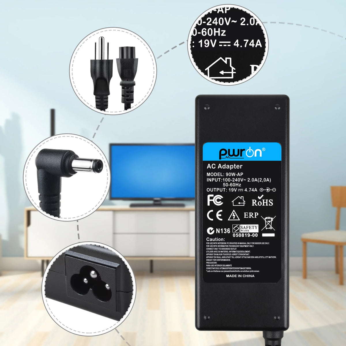 Global AC / DC Adapter Replacement Power Supply Cord H962