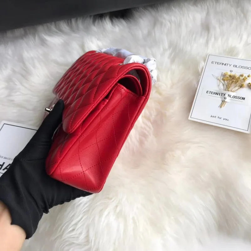 Red Medium Lambskin Leather Flap Bag J236745